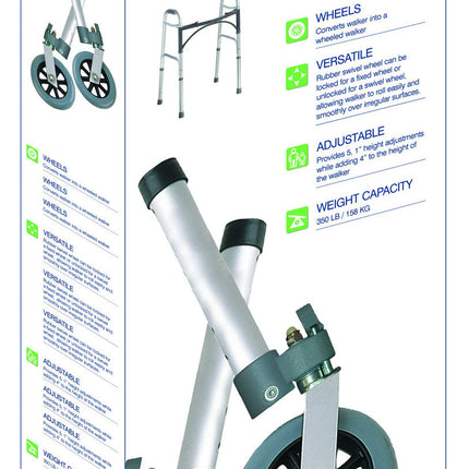 Swivel Lock Walker Wheels, 5", 1 Pair