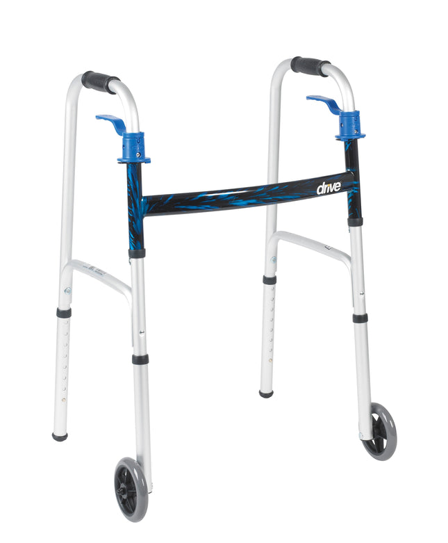 Deluxe, Trigger Release Folding Walker with 5" Wheels