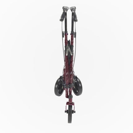 3 Wheel Walker Rollator with Basket Tray and Pouch, Flame Red