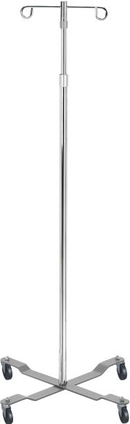 Economy Removable Top I. V. Pole, 2 Hook Top, Chrome