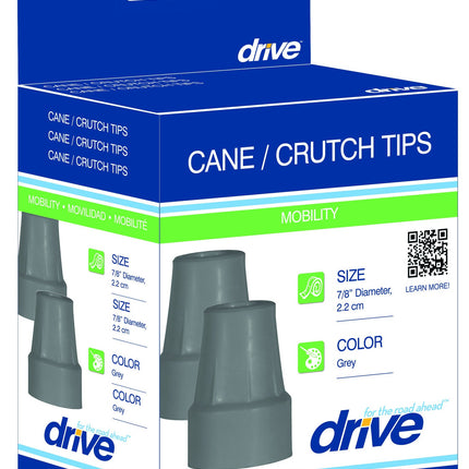 Crutch Tips, 7/8", Gray, 1 Pair