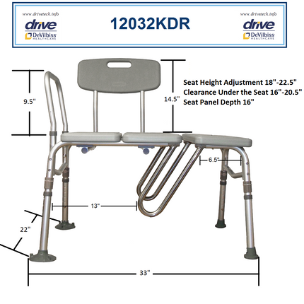 Splash Defense Transfer Bench with Curtain Guard Protection