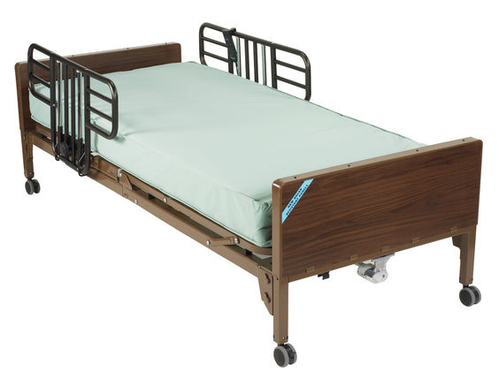 Delta Ultra Light Semi Electric Hospital Bed with Half Rails and Therapeutic Support Mattress