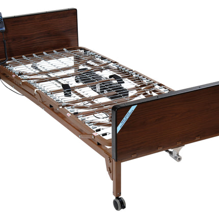 Delta Ultra Light Semi Electric Hospital Bed with Full Rails and Therapeutic Support Mattress