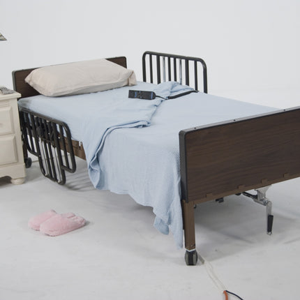 No Gap Half Length Side Bed Rails with Brown Vein Finish, 1 Pair