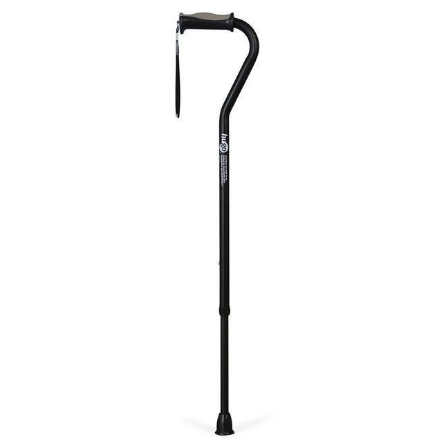 Adjustable Offset Handle Cane with Reflective Strap, Ebony