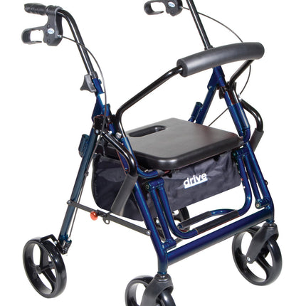 Duet Dual Function Transport Wheelchair Walker Rollator, Blue