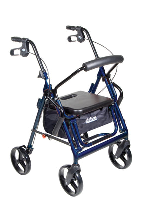 Duet Dual Function Transport Wheelchair Walker Rollator, Blue