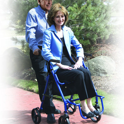 Duet Dual Function Transport Wheelchair Walker Rollator, Blue
