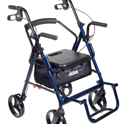 Duet Dual Function Transport Wheelchair Walker Rollator, Blue