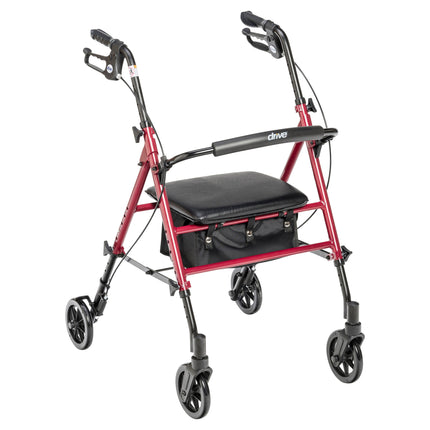 Adjustable Height Rollator with 6" Wheels, Red