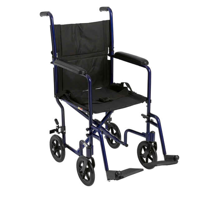 Lightweight Transport Wheelchair, 17" Seat, Blue