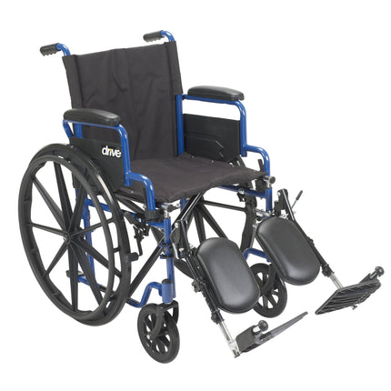 Blue Streak Wheelchair with Flip Back Desk Arms, Elevating Leg Rests, 18" Seat