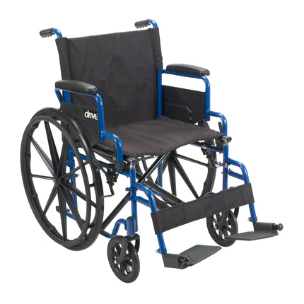 Blue Streak Wheelchair with Flip Back Desk Arms, Swing Away Footrests, 20" Seat