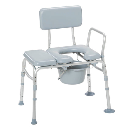 Padded Seat Transfer Bench with Commode Opening