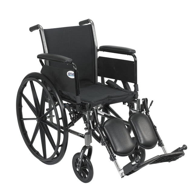 Cruiser III Light Weight Wheelchair with Flip Back Removable Arms, Full Arms, Elevating Leg Rests, 16" Seat