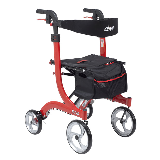 Nitro Euro Style Walker Rollator, Tall, Red