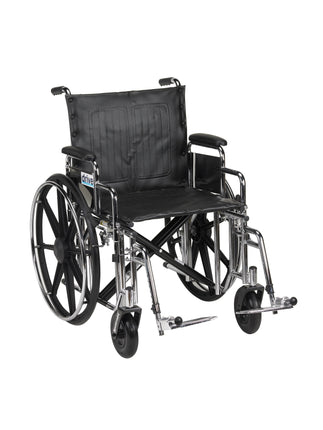 Sentra Extra Heavy Duty Wheelchair, Detachable Desk Arms, Swing away Footrests, 20" Seat