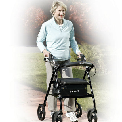 Walker Rollator with 6" Wheels, Fold Up Removable Back Support and Padded Seat, Black